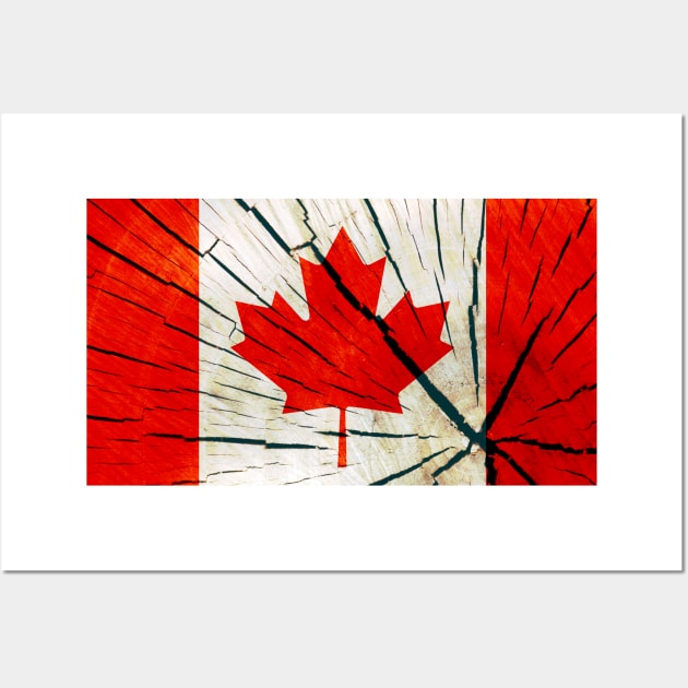 Flag of Canada – Tree Trunk Wood Wall Art by DrPen